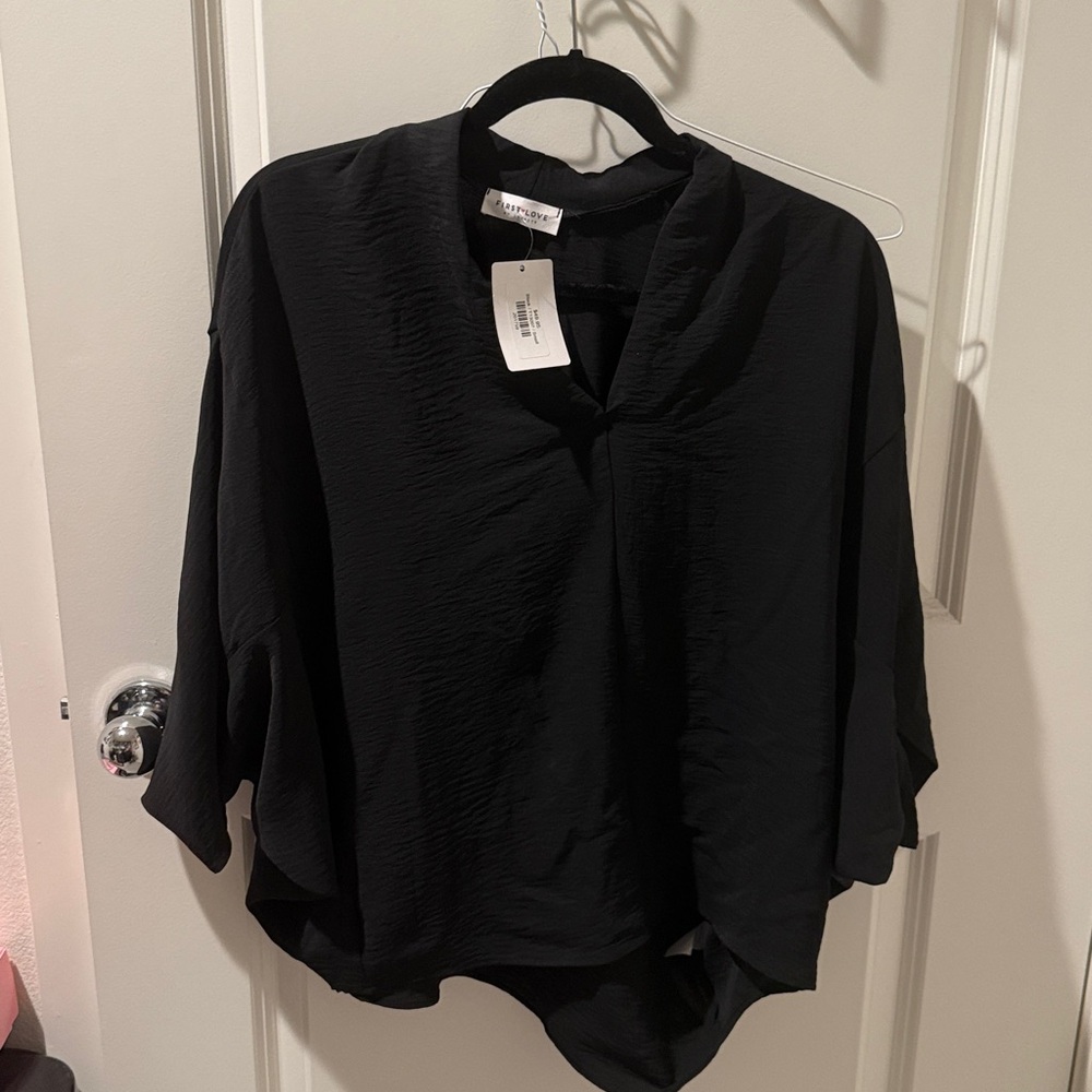 Black V-Neck Blouse